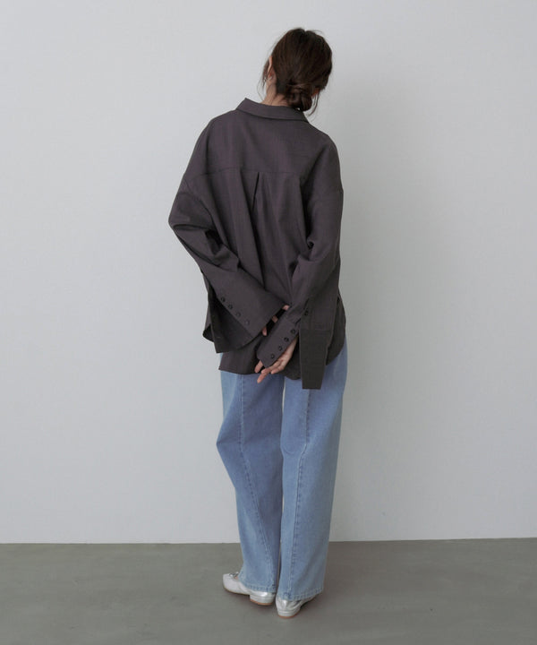 コード刺しゅうワイドカフスオーバーシャツ