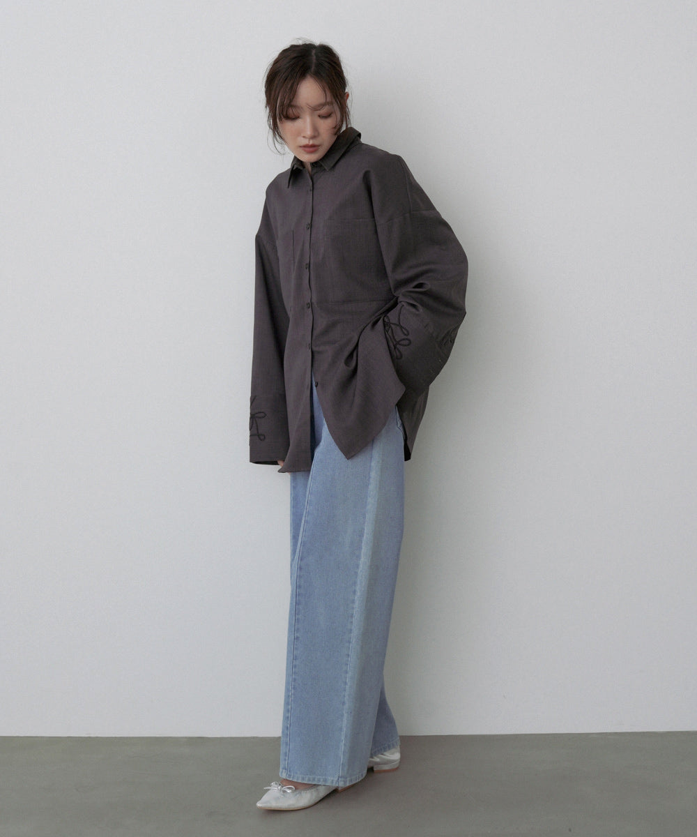 コード刺しゅうワイドカフスオーバーシャツ