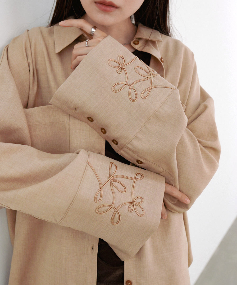 コード刺しゅうワイドカフスオーバーシャツ