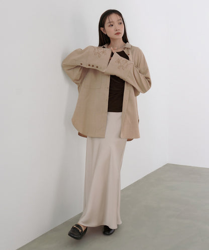 コード刺しゅうワイドカフスオーバーシャツ