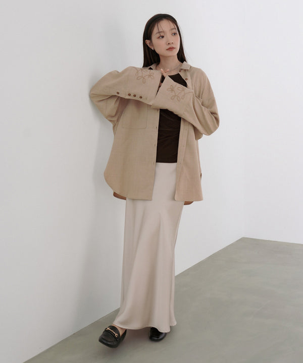 コード刺しゅうワイドカフスオーバーシャツ