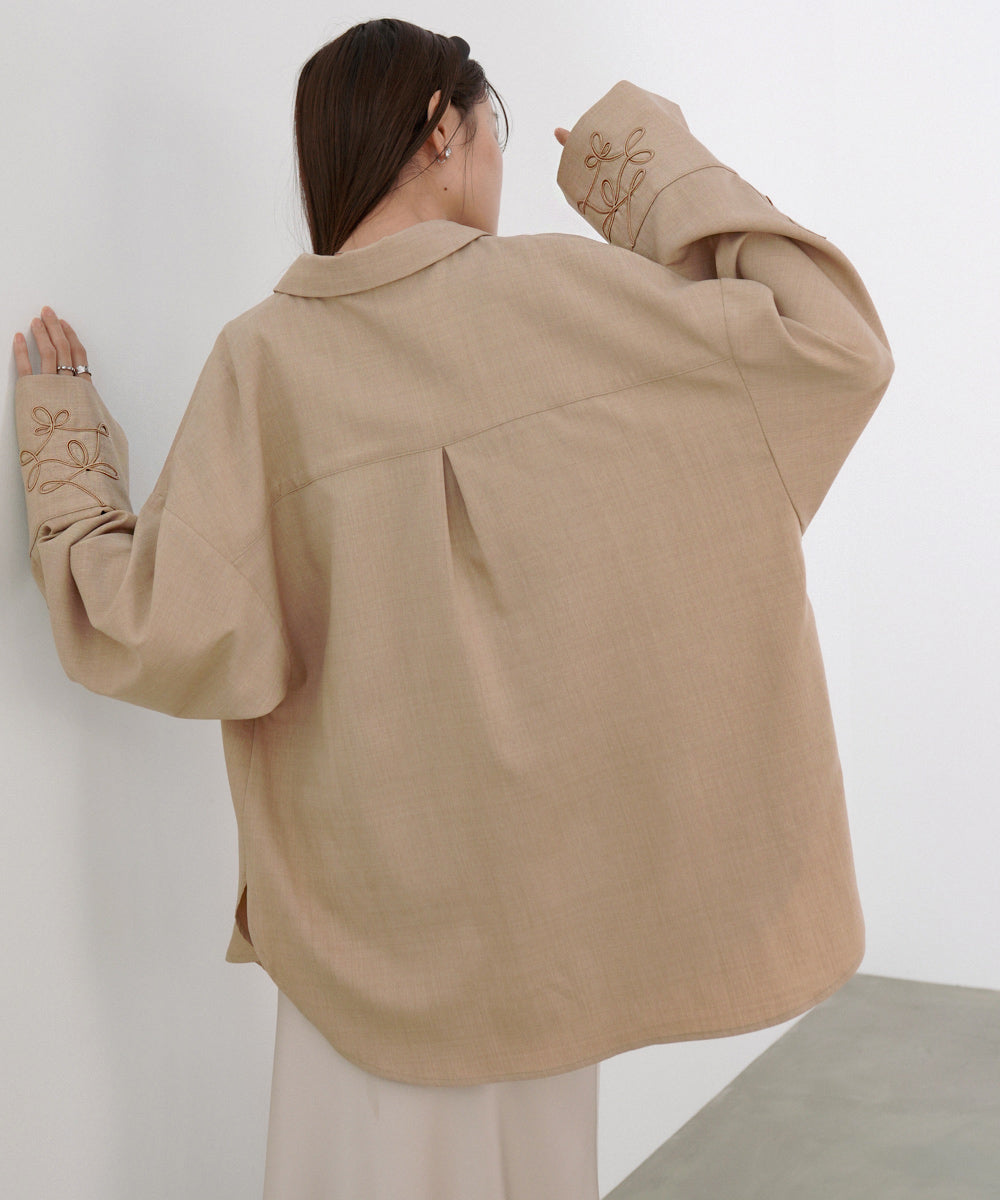 コード刺しゅうワイドカフスオーバーシャツ