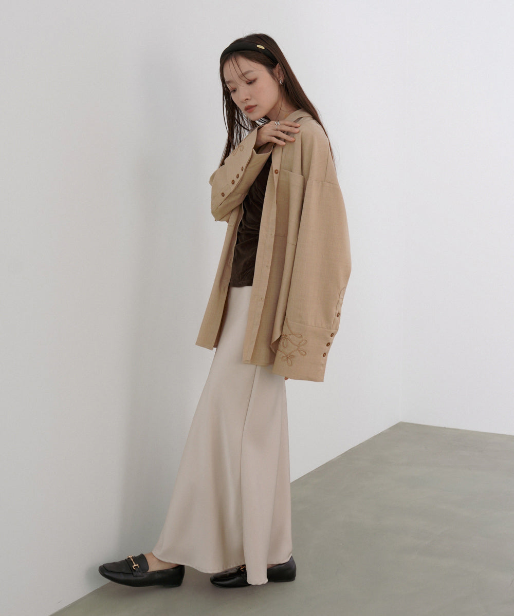 コード刺しゅうワイドカフスオーバーシャツ