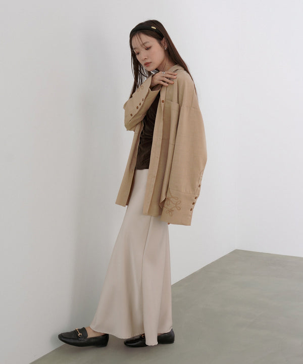 コード刺しゅうワイドカフスオーバーシャツ