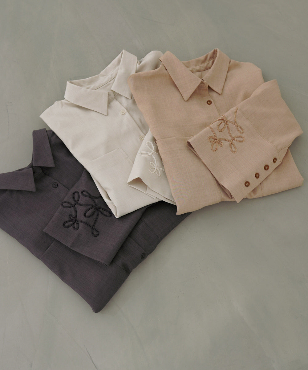 コード刺しゅうワイドカフスオーバーシャツ