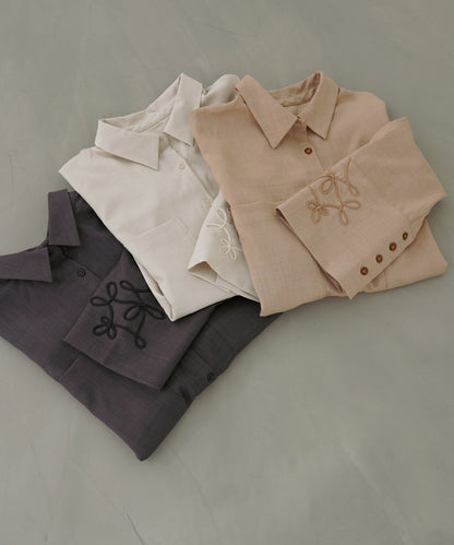 コード刺しゅうワイドカフスオーバーシャツ