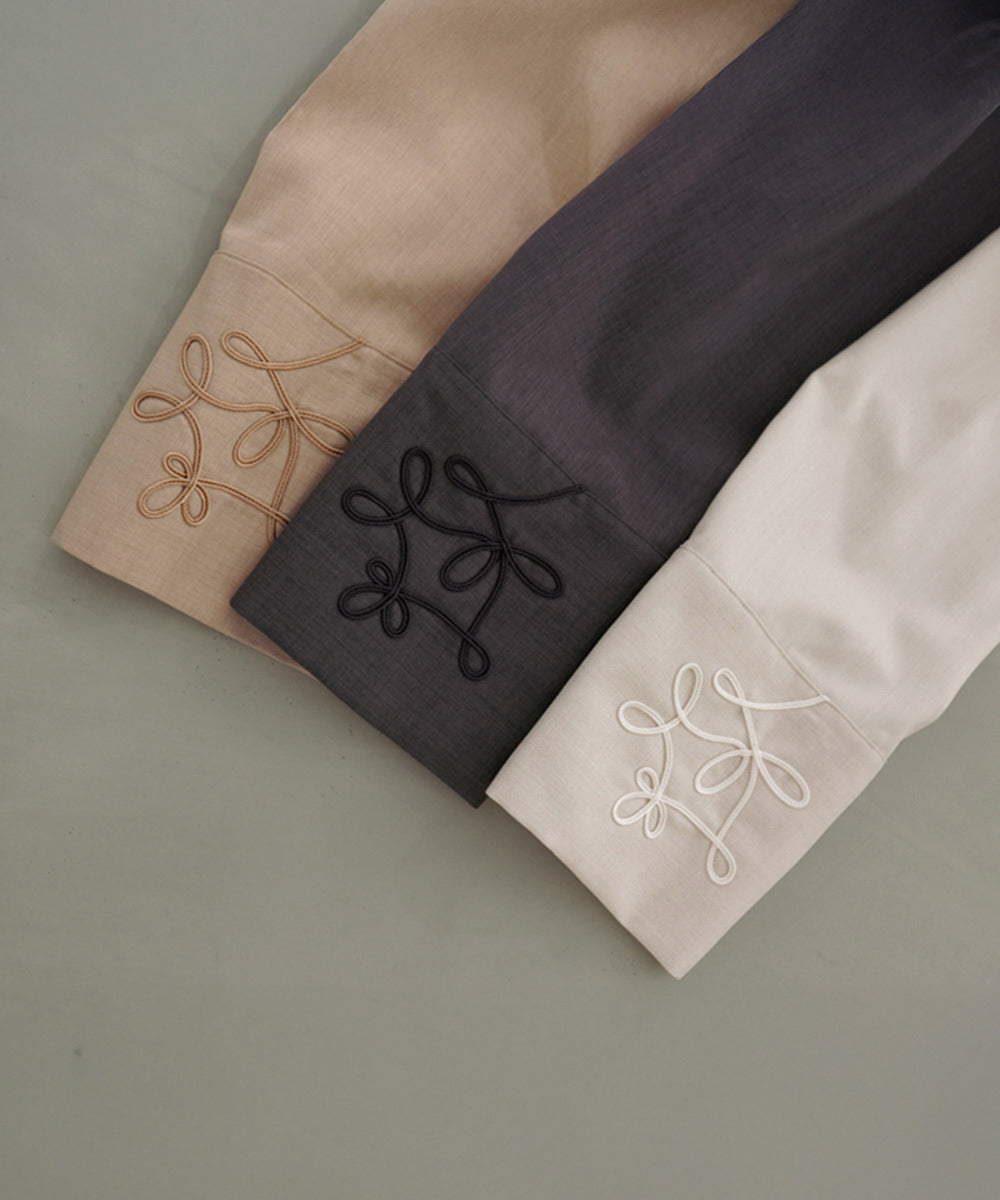 コード刺しゅうワイドカフスオーバーシャツ