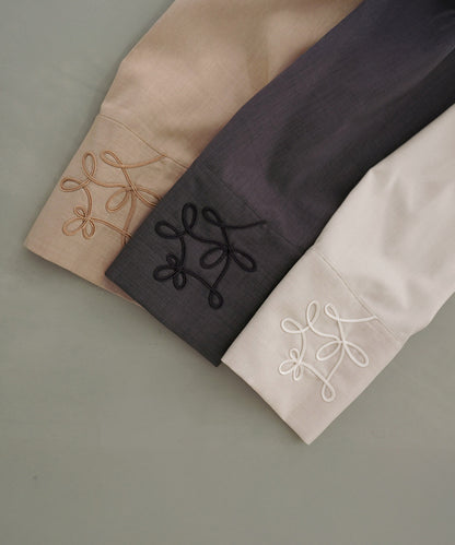 コード刺しゅうワイドカフスオーバーシャツ