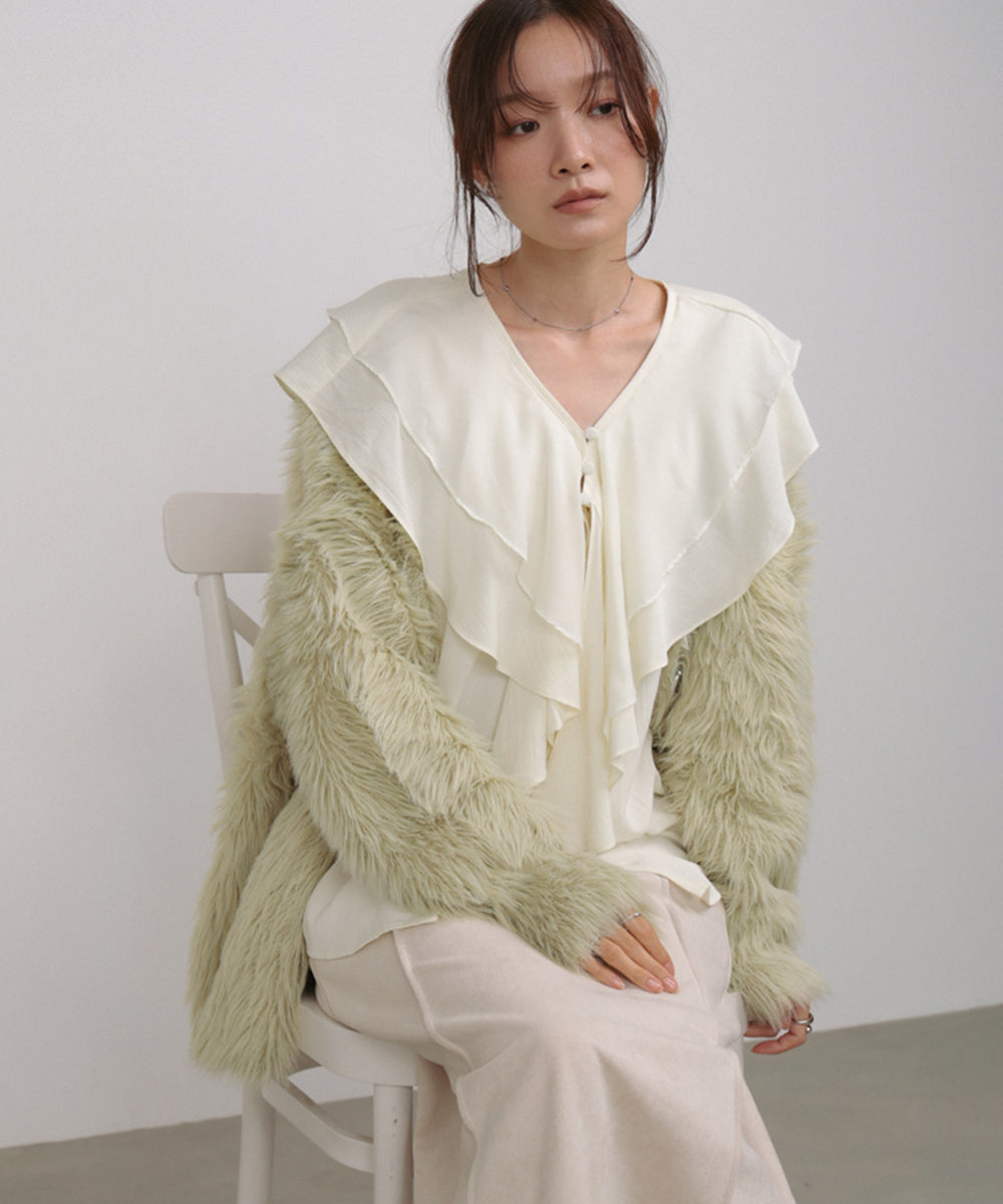 ダブルラッフルカラーブラウス