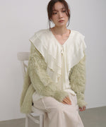 ダブルラッフルカラーブラウス