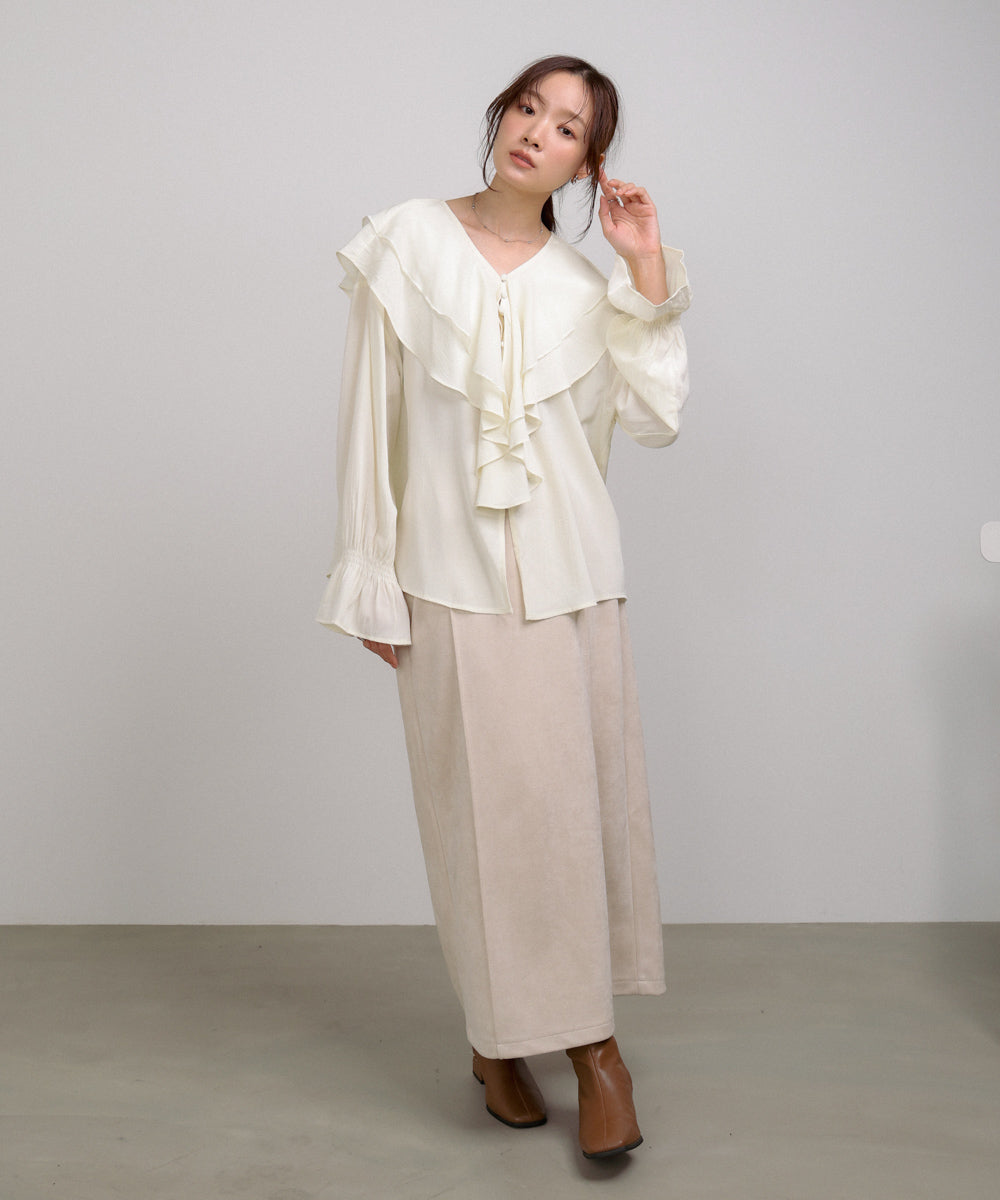 ダブルラッフルカラーブラウス