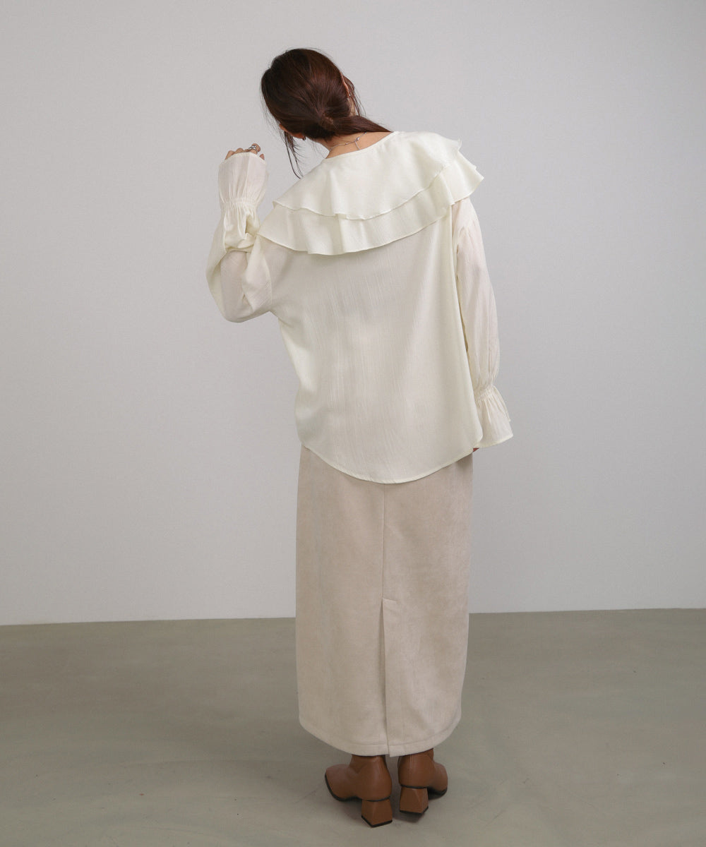 ダブルラッフルカラーブラウス