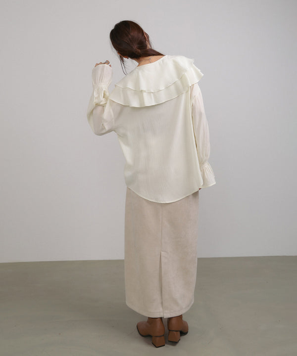 ダブルラッフルカラーブラウス