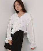 ダブルラッフルカラーブラウス