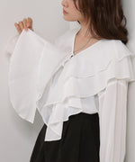 ダブルラッフルカラーブラウス