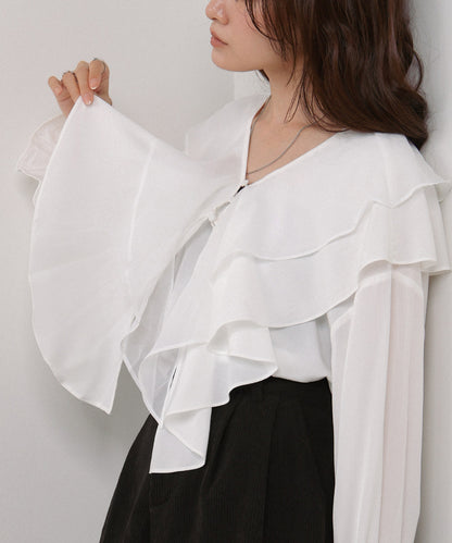 ダブルラッフルカラーブラウス