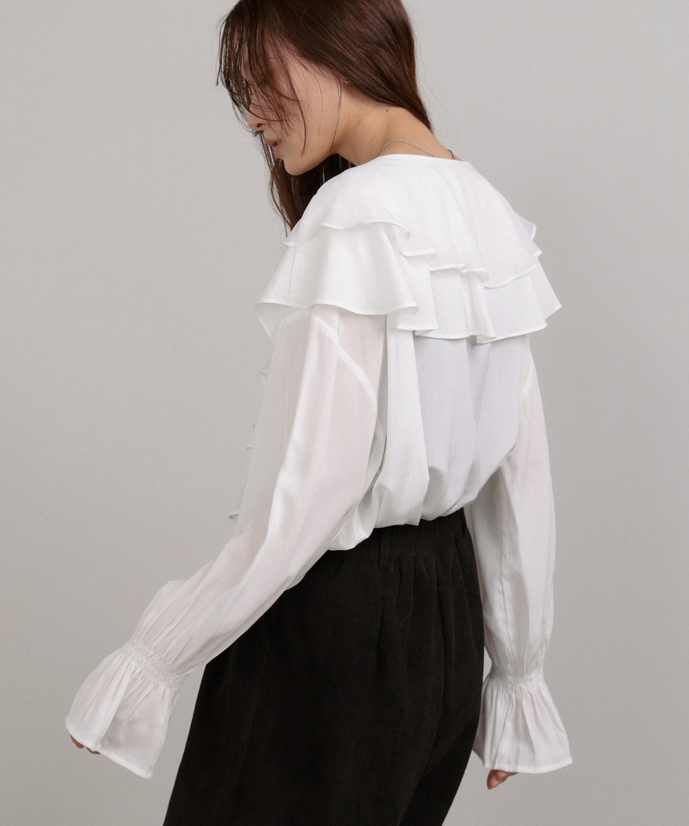 ダブルラッフルカラーブラウス