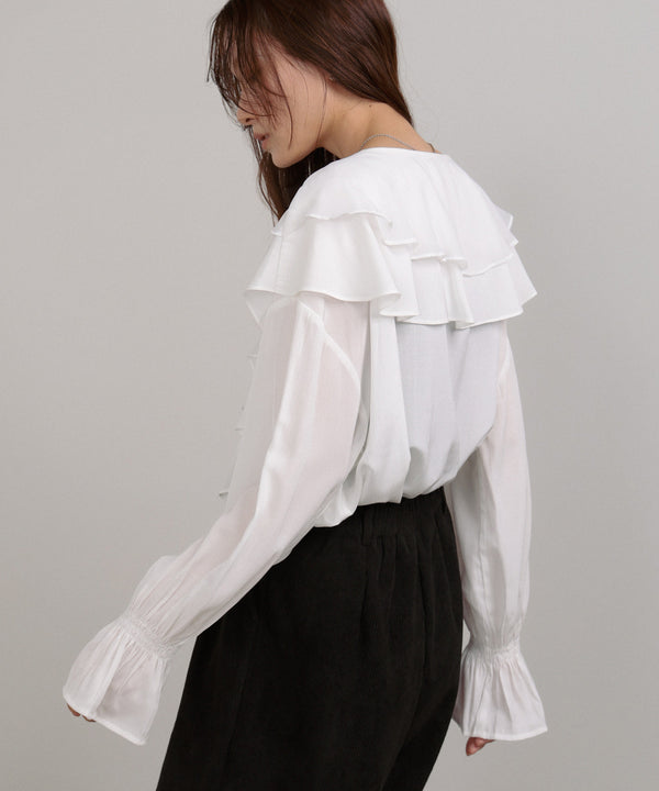 ダブルラッフルカラーブラウス