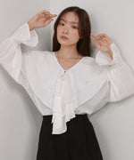 ダブルラッフルカラーブラウス