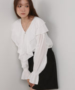 ダブルラッフルカラーブラウス