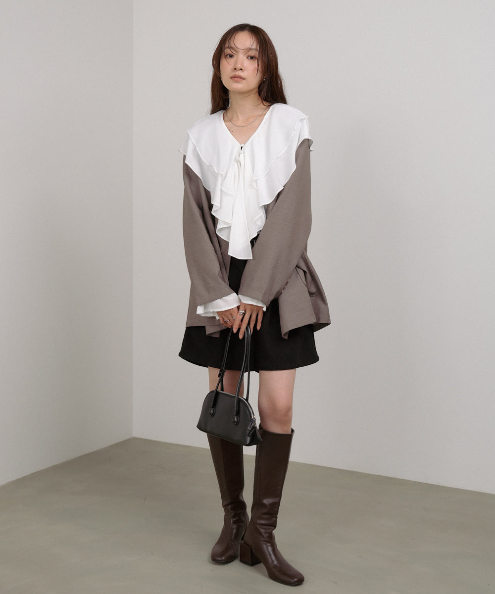 ダブルラッフルカラーブラウス