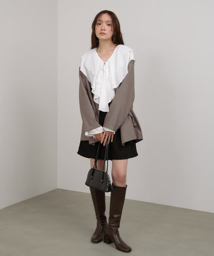 ダブルラッフルカラーブラウス