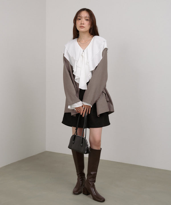 ダブルラッフルカラーブラウス