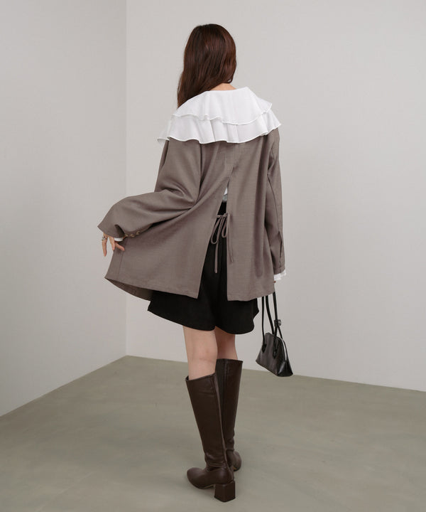 ダブルラッフルカラーブラウス