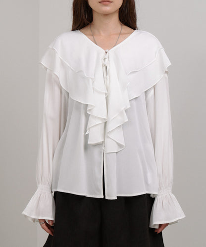 ダブルラッフルカラーブラウス