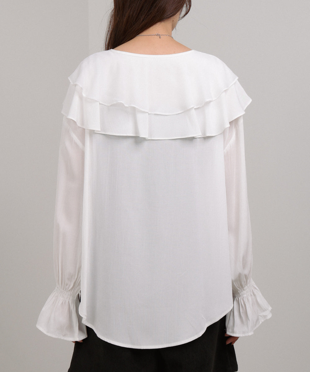 ダブルラッフルカラーブラウス