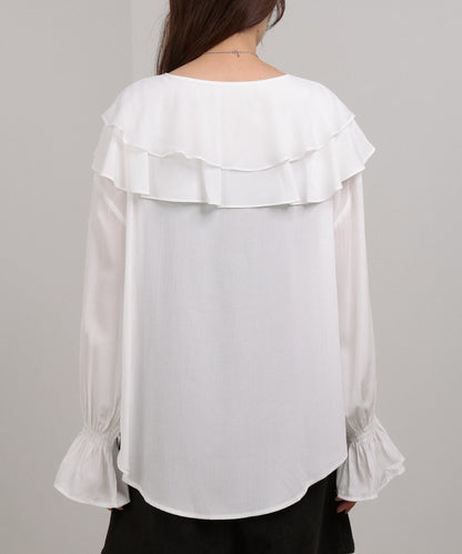 ダブルラッフルカラーブラウス