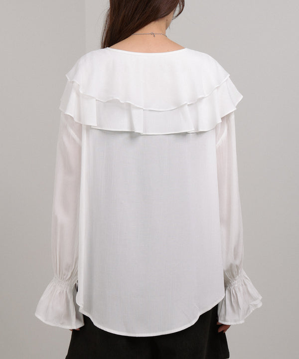 ダブルラッフルカラーブラウス