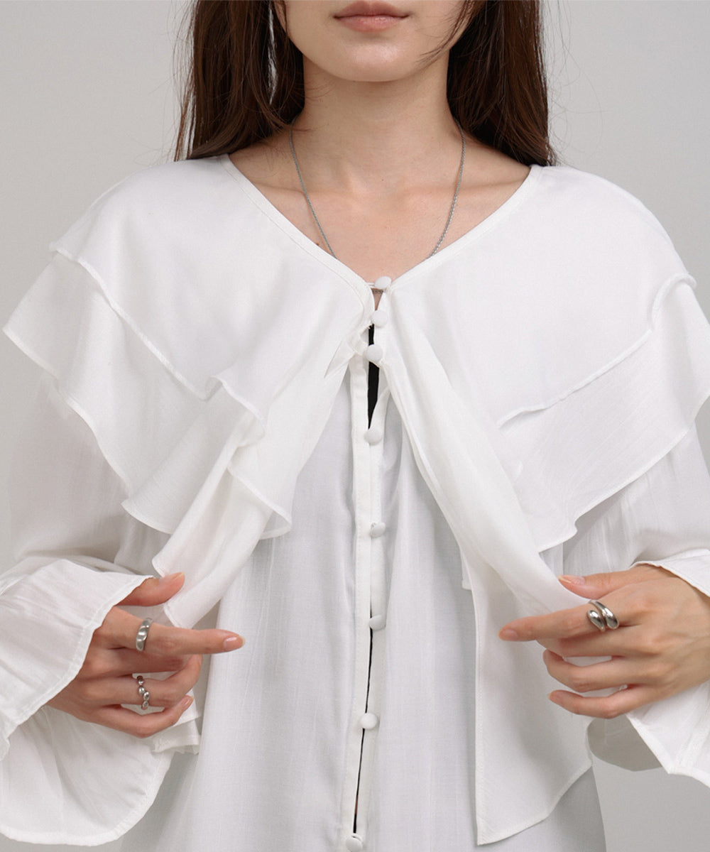 ダブルラッフルカラーブラウス