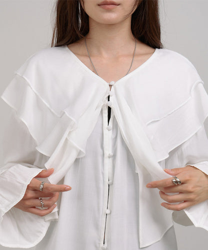 ダブルラッフルカラーブラウス