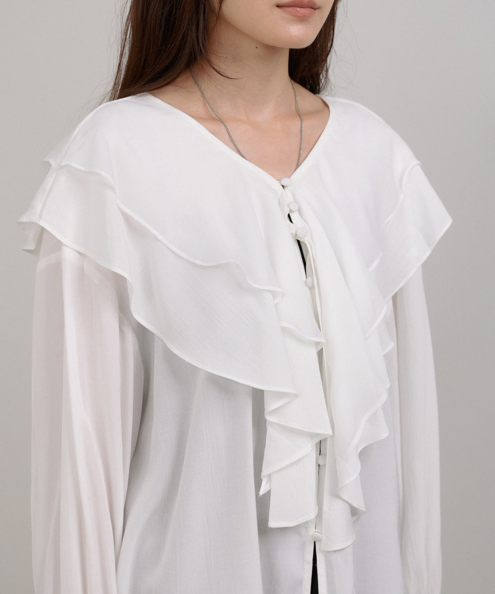 ダブルラッフルカラーブラウス