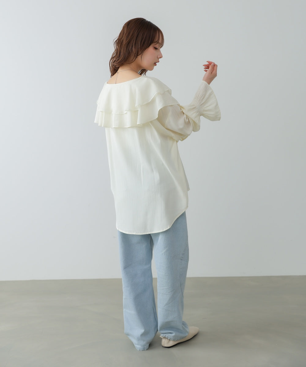 ダブルラッフルカラーブラウス