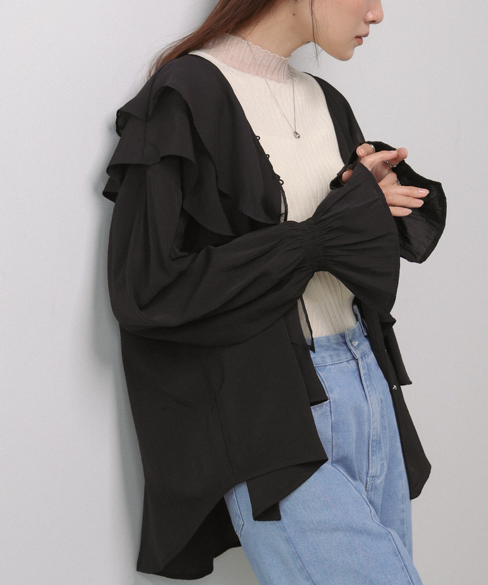 ダブルラッフルカラーブラウス