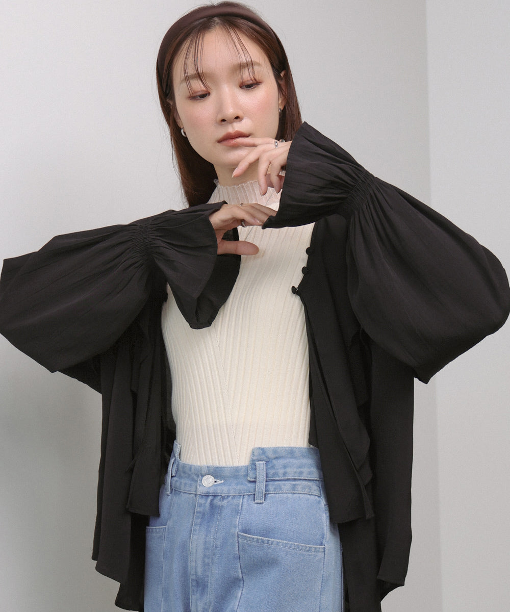 ダブルラッフルカラーブラウス