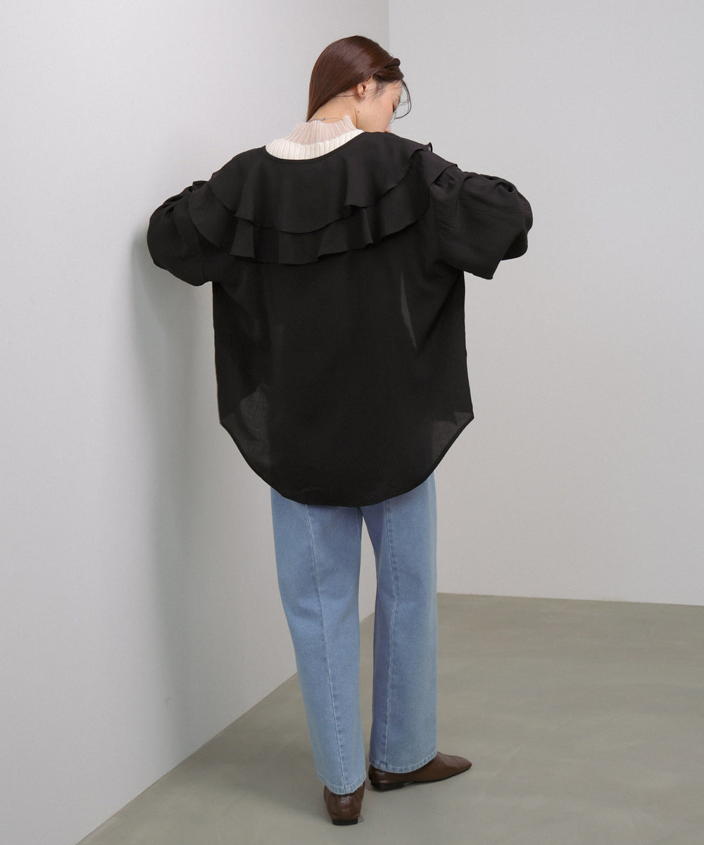 ダブルラッフルカラーブラウス