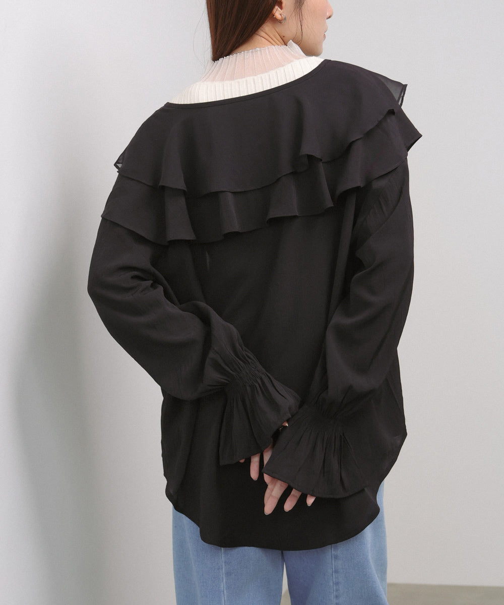 ダブルラッフルカラーブラウス