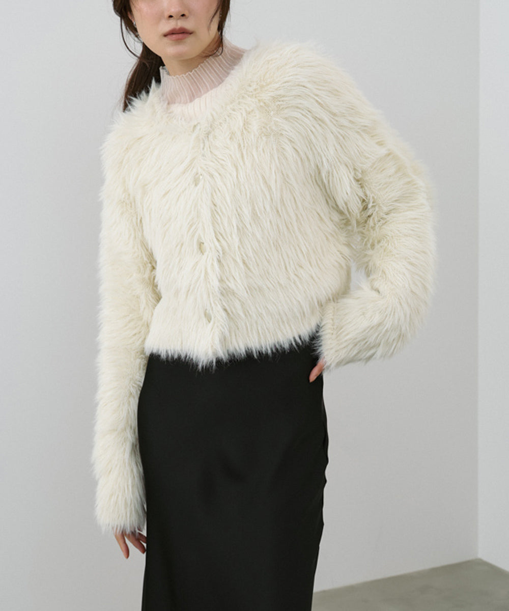 【選べる着丈】前後2WAYハートボタンシャギーニットカーディガン