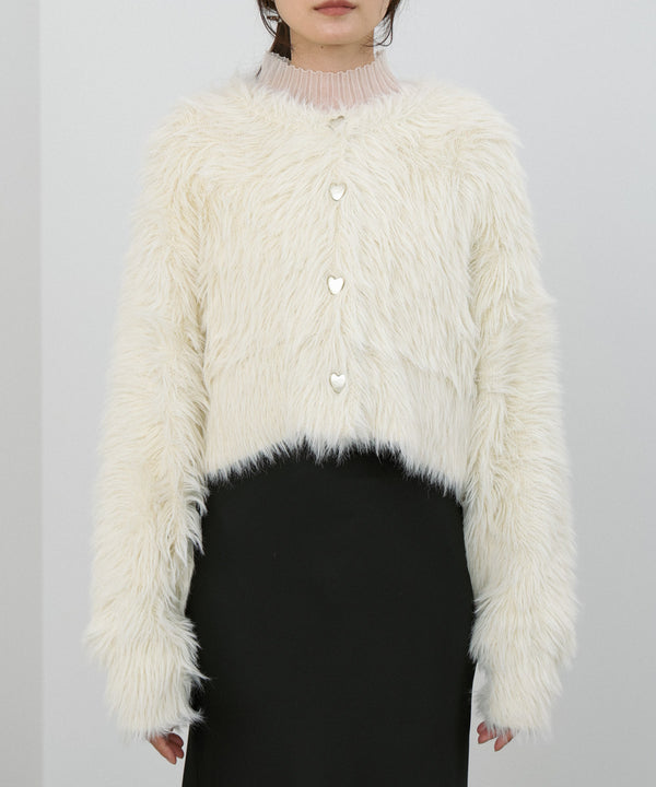 【選べる着丈】前後2WAYハートボタンシャギーニットカーディガン