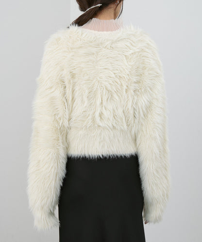 【選べる着丈】前後2WAYハートボタンシャギーニットカーディガン