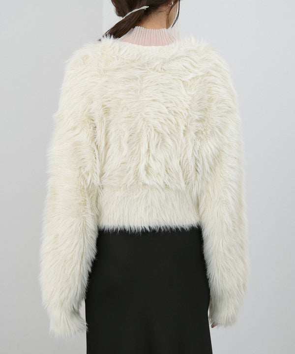 【選べる着丈】前後2WAYハートボタンシャギーニットカーディガン