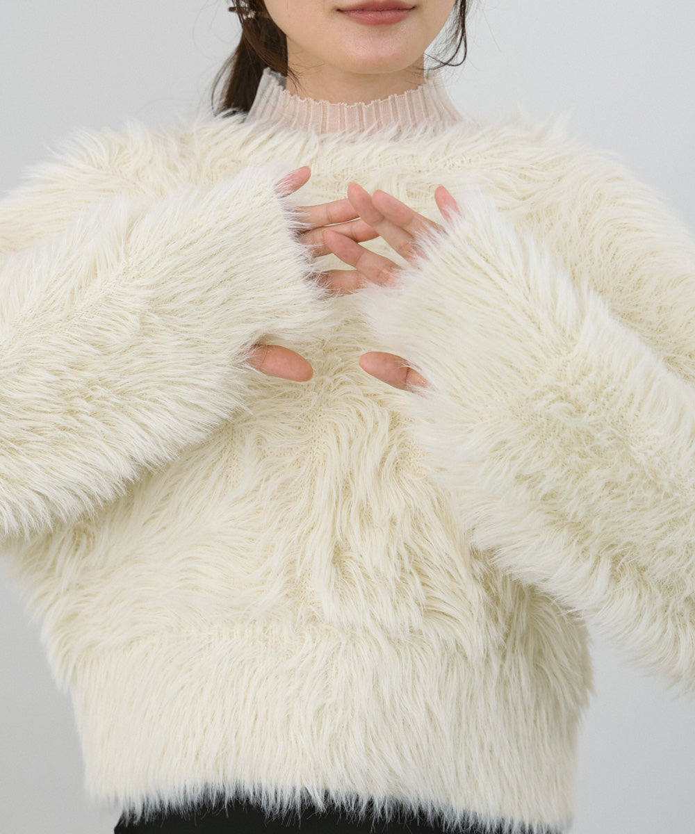 【選べる着丈】前後2WAYハートボタンシャギーニットカーディガン