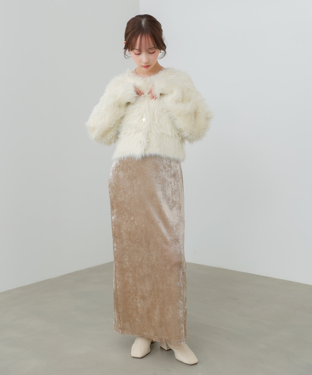 【選べる着丈】前後2WAYハートボタンシャギーニットカーディガン