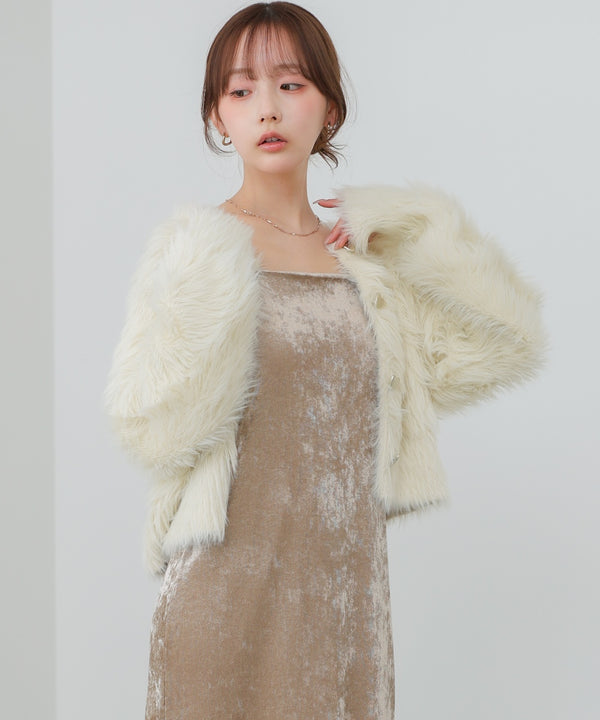 【選べる着丈】前後2WAYハートボタンシャギーニットカーディガン