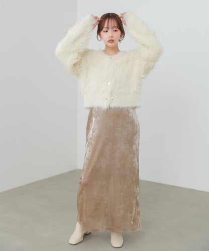 【選べる着丈】前後2WAYハートボタンシャギーニットカーディガン