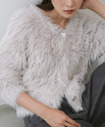 【選べる着丈】前後2WAYハートボタンシャギーニットカーディガン