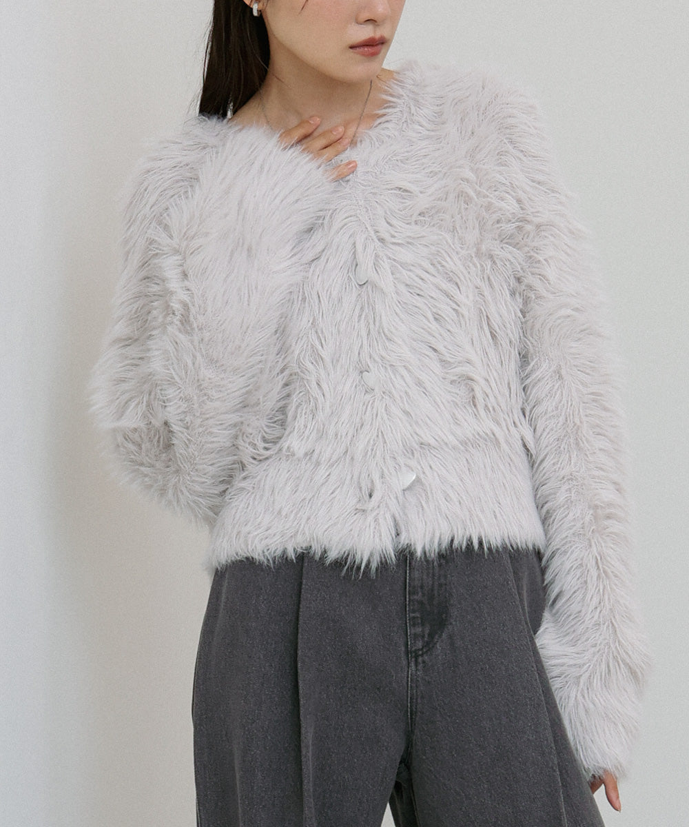 【選べる着丈】前後2WAYハートボタンシャギーニットカーディガン